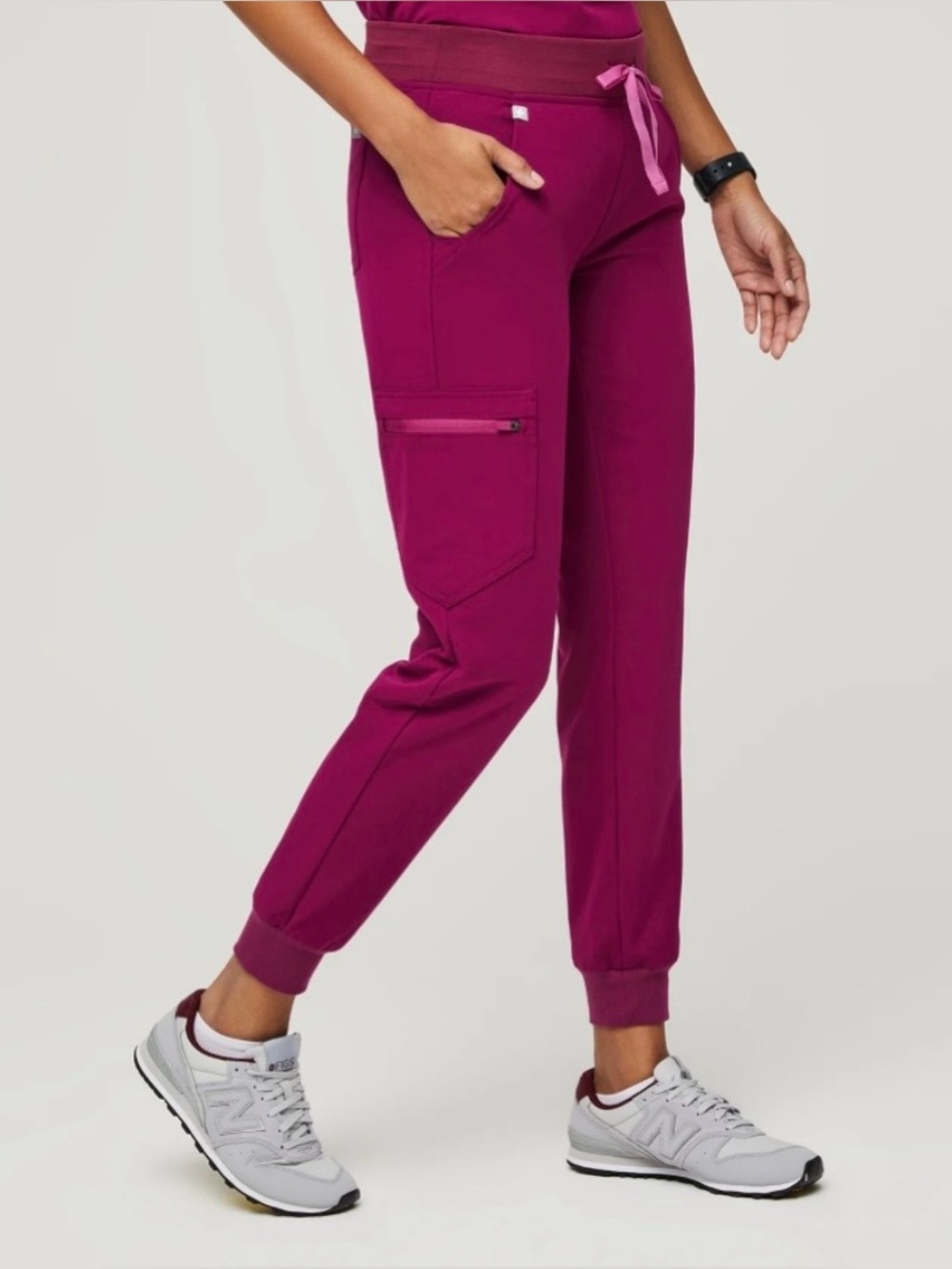 FIGS Dark Magenta Zamora Jogger Scrub Pants - LT